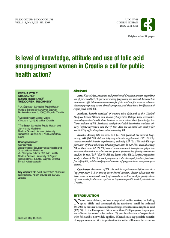 (PDF) Is level of knowledge, attitude and use of folic acid among ...