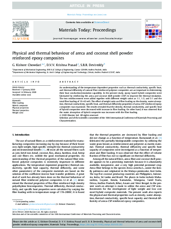 (PDF) Physical and thermal behaviour of areca and coconut shell powder ...