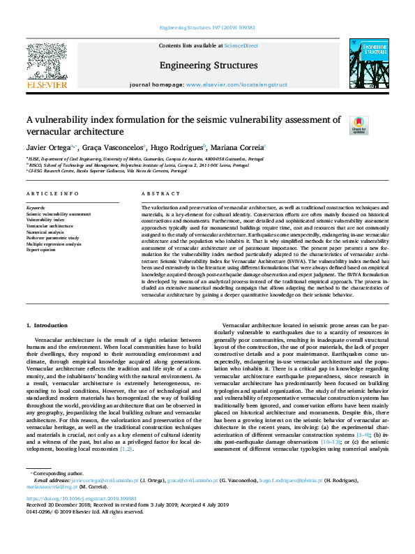 (PDF) A vulnerability index formulation for the seismic vulnerability ...