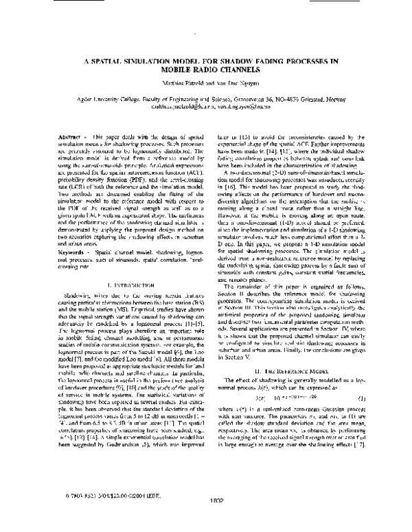(PDF) A spatial simulation model for shadow fading processes in mobile ...