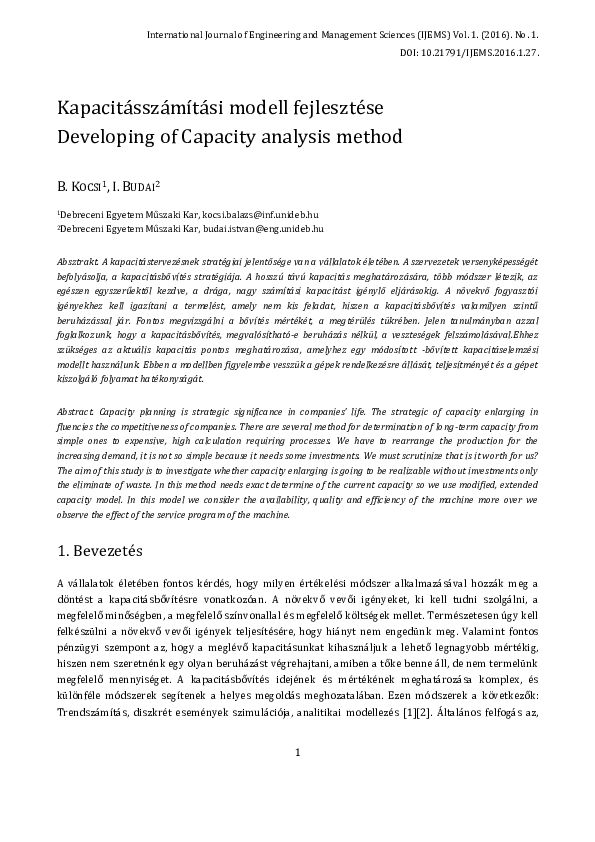 (PDF) Developing of Capacity analysis method