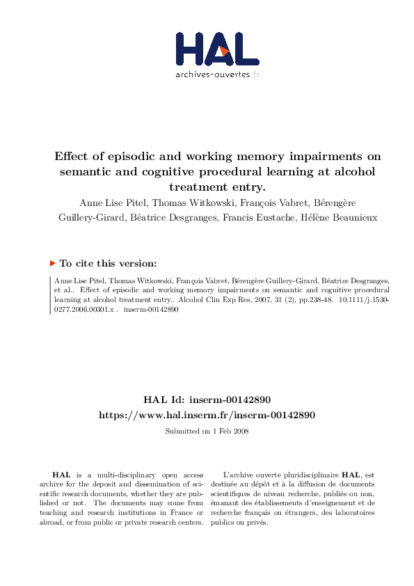 (PDF) Effect of Episodic and Working Memory Impairments on Semantic and ...