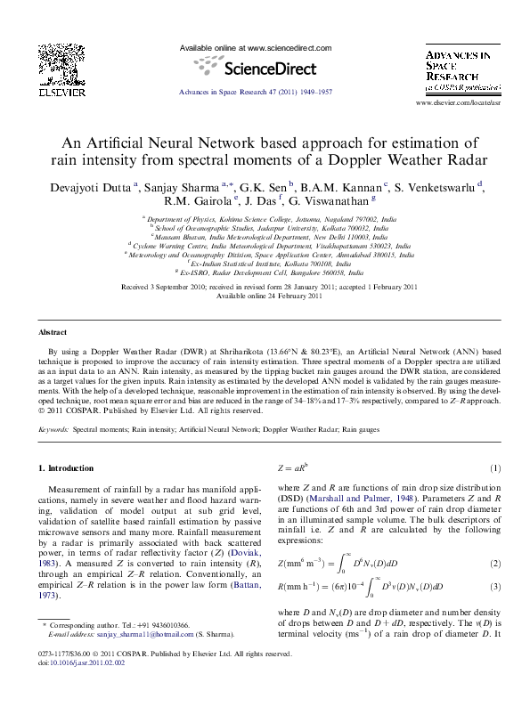 (PDF) An Artificial Neural Network based approach for estimation of ...