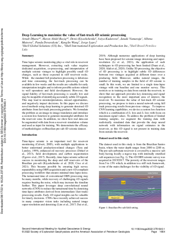(PDF) Deep learning to maximize the value of fast-track 4D seismic ...