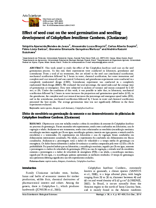 (PDF) Effect of seed coat on the seed germination and seedling ...