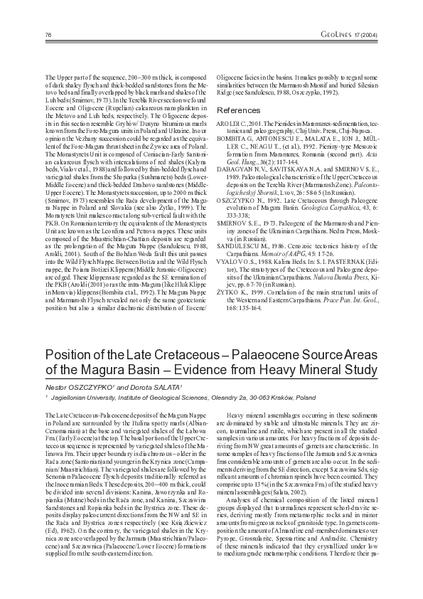 (PDF) Position of the Late Cretaceous – Palaeocene Source Areas of the ...
