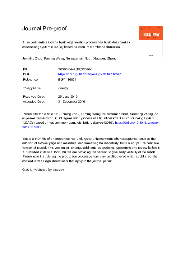 (PDF) An experimental study on liquid regeneration process of a liquid