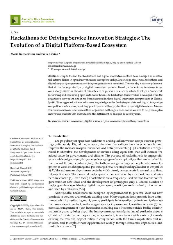 (PDF) Hackathons for Driving Service Innovation Strategies: The ...