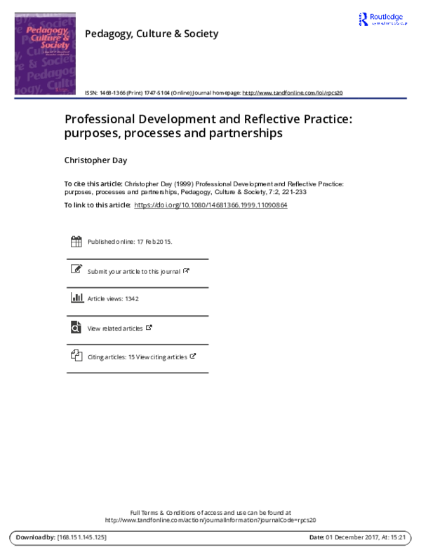 (PDF) Professional development and reflective practice: purposes ...