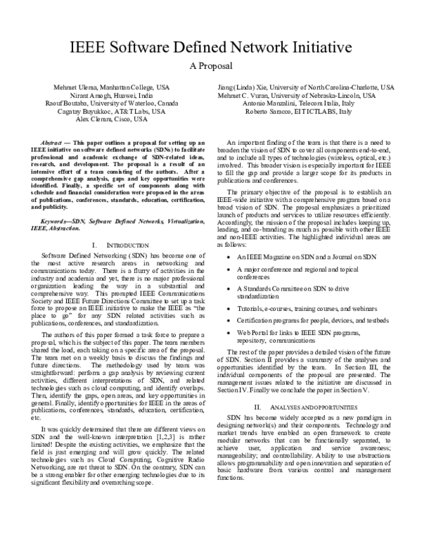 (PDF) IEEE Software Defined Network Initiative