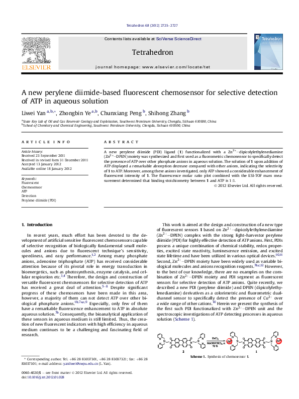 (PDF) A new perylene diimide-based fluorescent chemosensor for ...