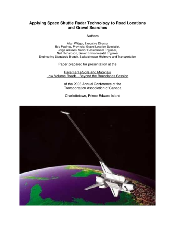 View of (PDF) Applying Space Shuttle Radar Technology to Road Locations and ...