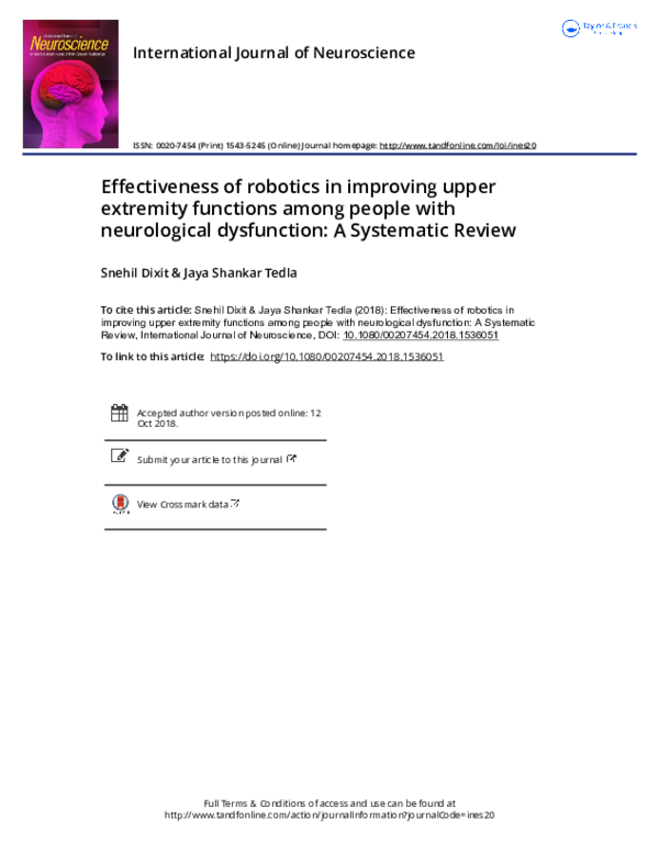 (PDF) Effectiveness of robotics in improving upper extremity functions ...