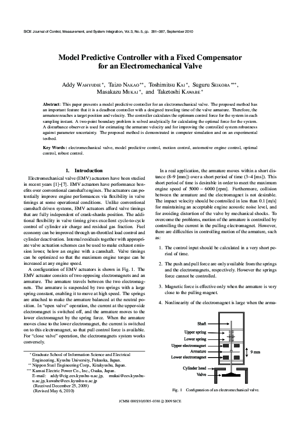 (PDF) Model Predictive Controller with a Fixed Compensator for an ...