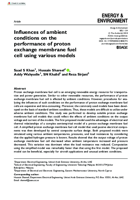 (PDF) Influences of ambient conditions on the performance of proton ...
