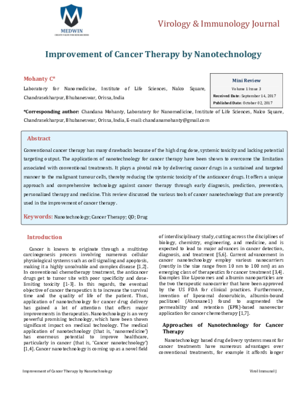 (PDF) Improvement of Cancer Therapy by Nanotechnology