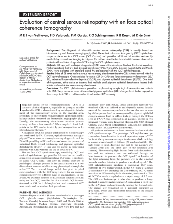 (PDF) Evaluation of central serous retinopathy with en face optical ...