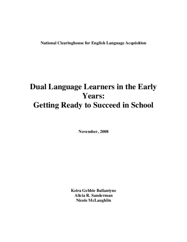 (PDF) Dual language learners in the early years: Getting ready to ...