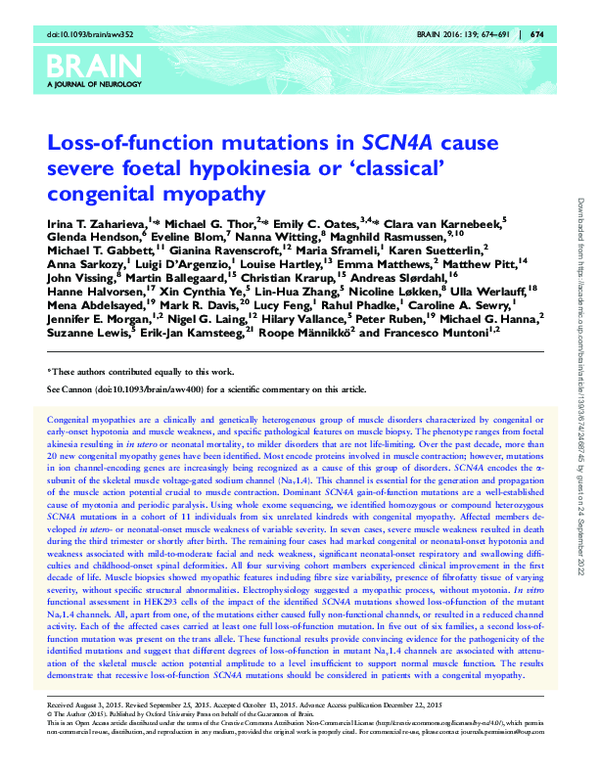 (PDF) Loss-of-function mutations in SCN4A cause severe foetal ...