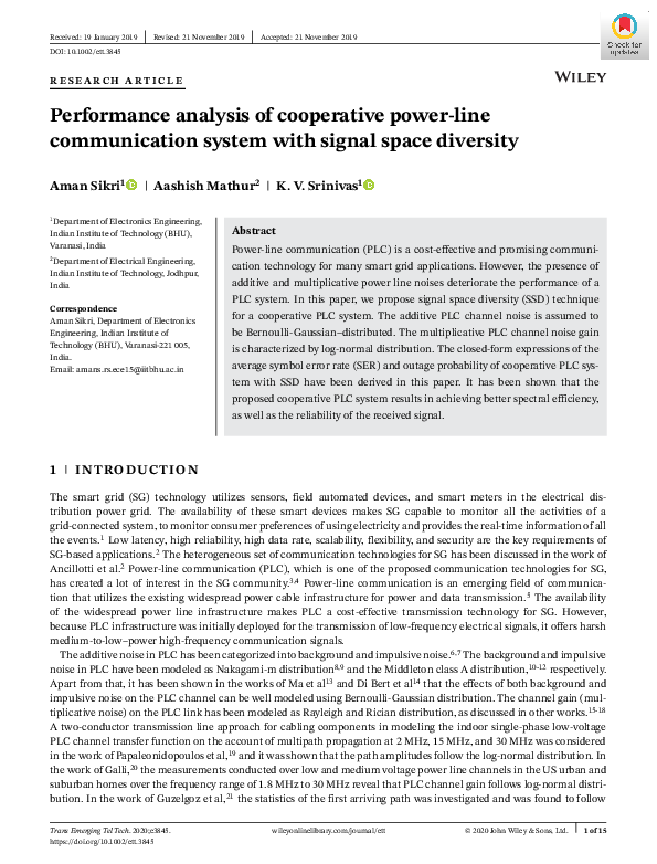 (PDF) Performance analysis of cooperative power‐line communication ...