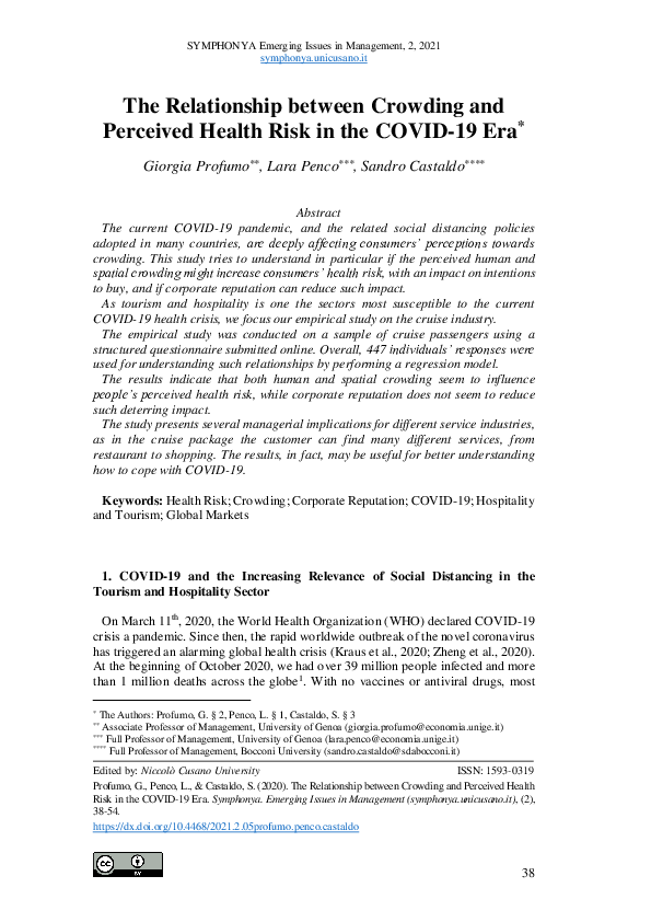 (PDF) The Relationship between Crowding and Perceived Health Risk in ...