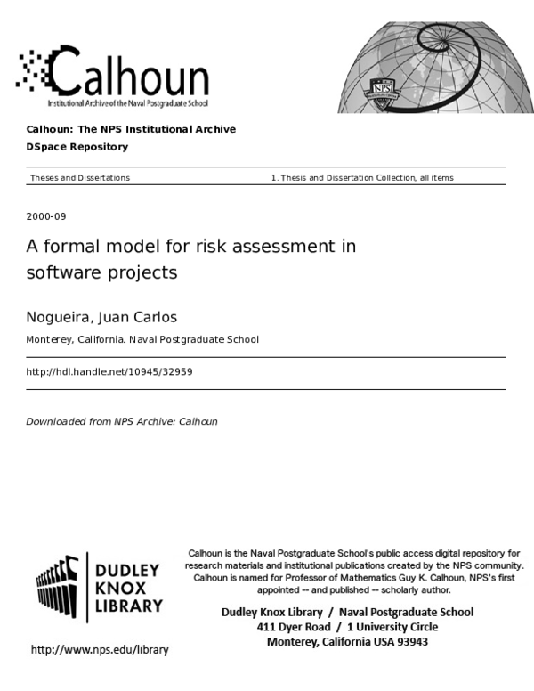 (PDF) 4. Title and Subtitle: A Formal Model for Risk Assessment in ...