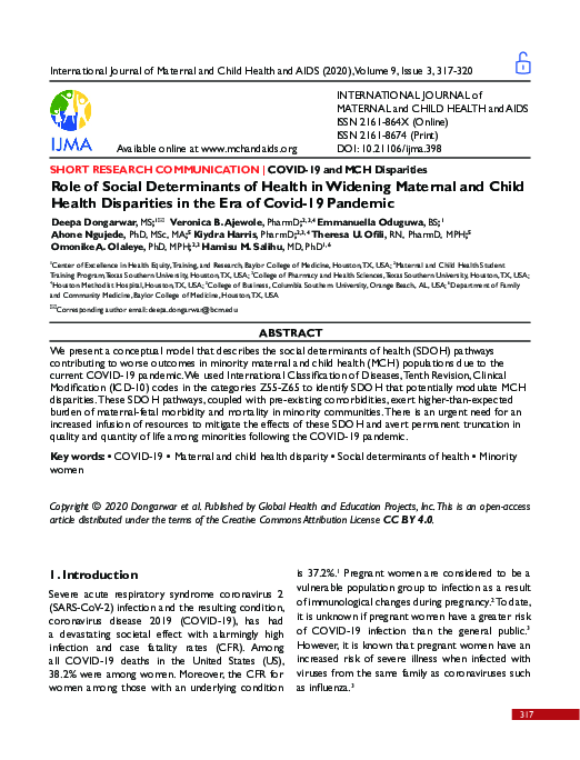 (PDF) Role of Social Determinants of Health in Widening Maternal and ...