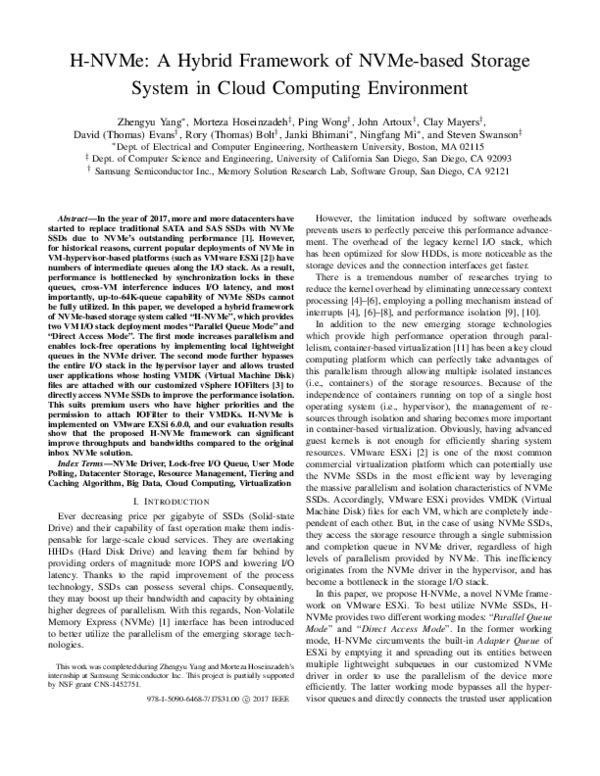 (PDF) H-NVMe: A hybrid framework of NVMe-based storage system in cloud ...