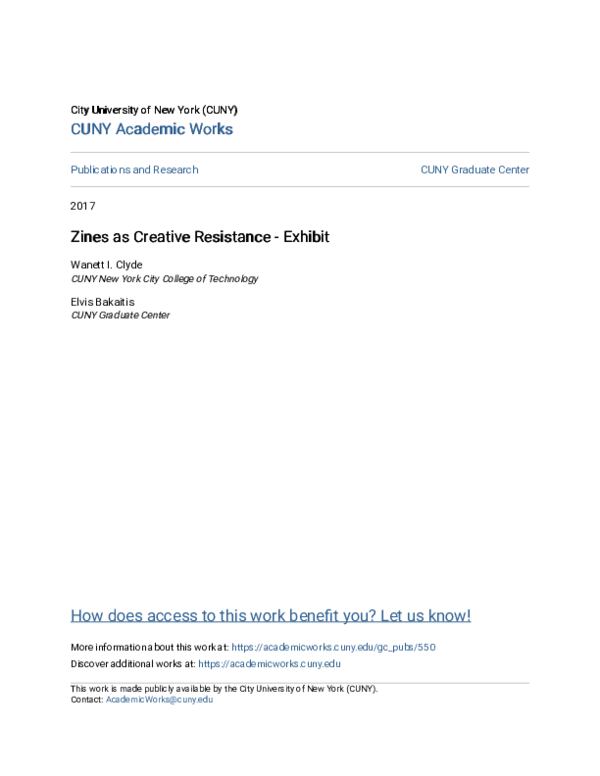 (PDF) Zines as Creative Resistance - Exhibit