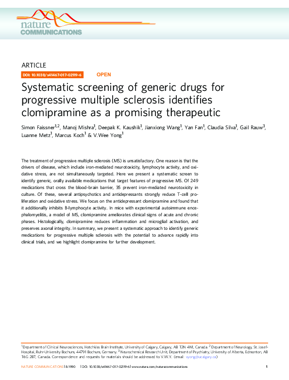 (PDF) Systematic screening of generic drugs for progressive multiple ...