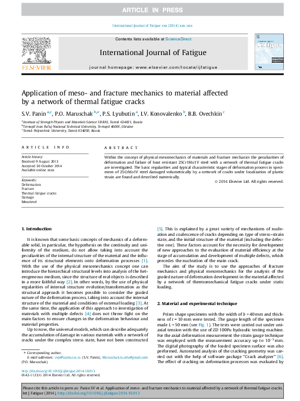 (PDF) Application of meso- and fracture mechanics to material affected ...
