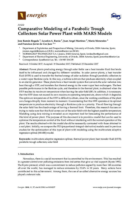 (PDF) Comparative Modeling of a Parabolic Trough Collectors Solar Power ...