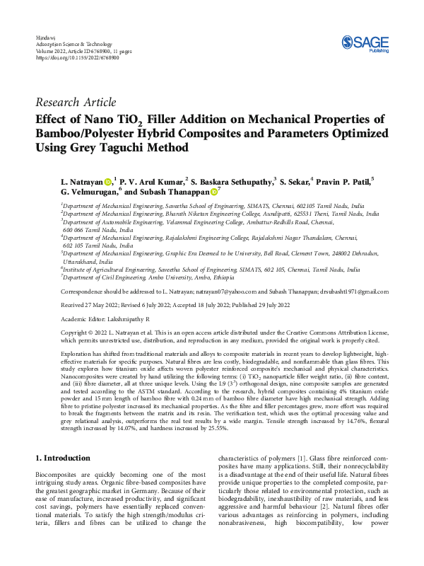 (PDF) Effect of Nano TiO 2 Filler Addition on Mechanical Properties of ...