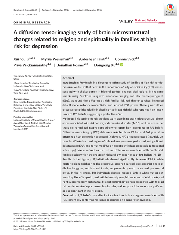 (PDF) A diffusion tensor imaging study of brain microstructural changes ...