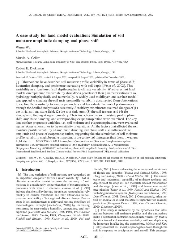 (PDF) A case study for land model evaluation: Simulation of soil ...
