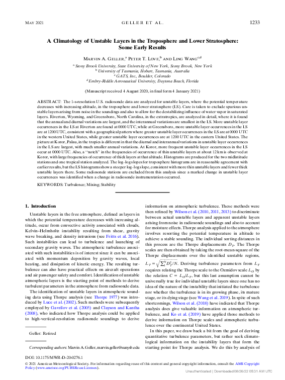 (PDF) A Climatology of Unstable Layers in the Troposphere and Lower ...