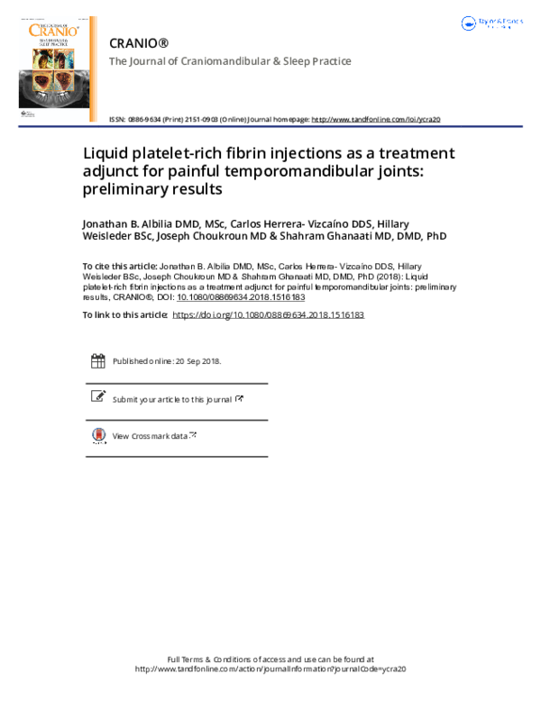 (PDF) Liquid platelet-rich fibrin injections as a treatment adjunct for ...