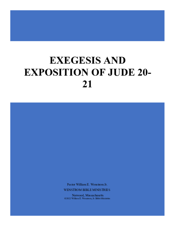 (PDF) Exegesis and Exposition of Jude 20-21