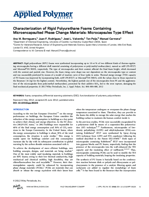 (PDF) Characterization of rigid polyurethane foams containing ...