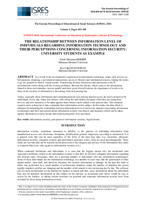 (PDF) The Relationship Between Information Level of Individuals ...