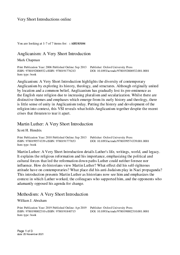 (PDF) Anglicanism: a very short introduction