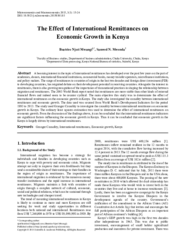 (PDF) The Impact of Workers’ remittances on Economic Growth: Evidence ...