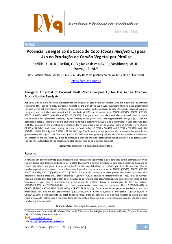 (PDF) Energetic Potential of Coconut Shell (Cocos nucifera L.) for Use ...