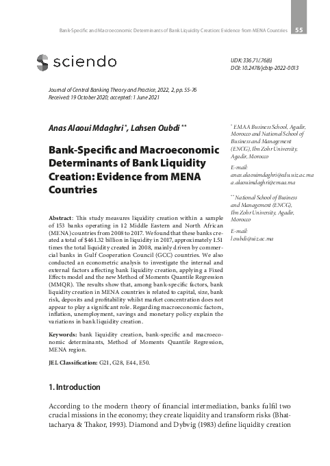 (PDF) Bank-Specific and Macroeconomic Determinants of Bank Liquidity ...