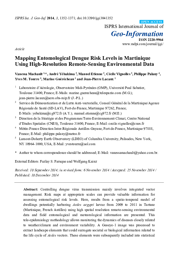 (PDF) Mapping Entomological Dengue Risk Levels in Martinique Using High ...