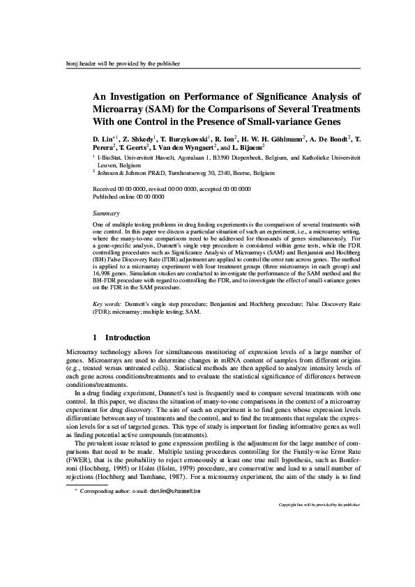 (PDF) An Investigation on Performance of Significance Analysis of ...