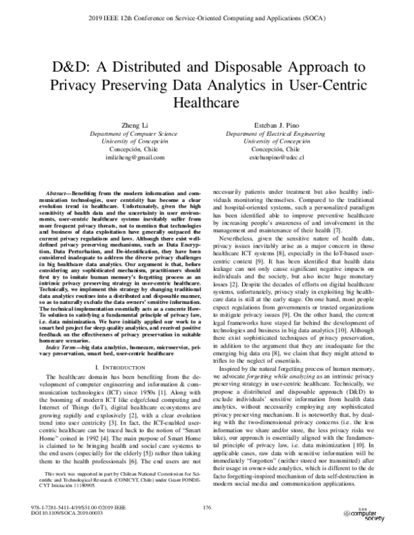 (PDF) D&D: A Distributed and Disposable Approach to Privacy Preserving ...