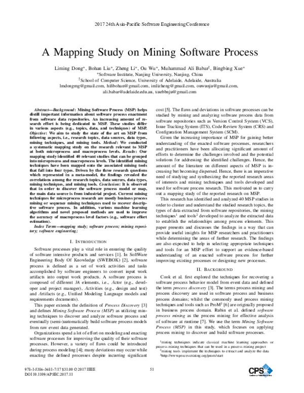 (PDF) A Mapping Study on Mining Software Process
