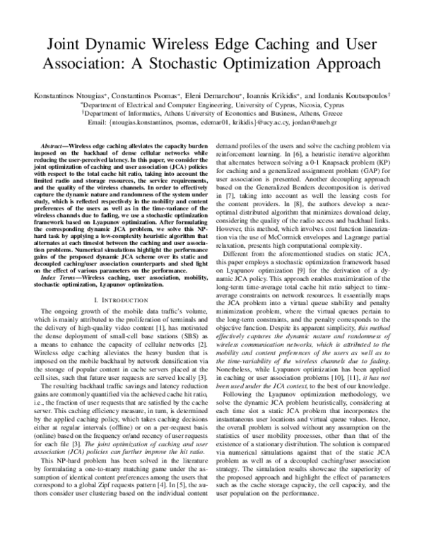 (PDF) Joint Dynamic Wireless Edge Caching and User Association: A ...