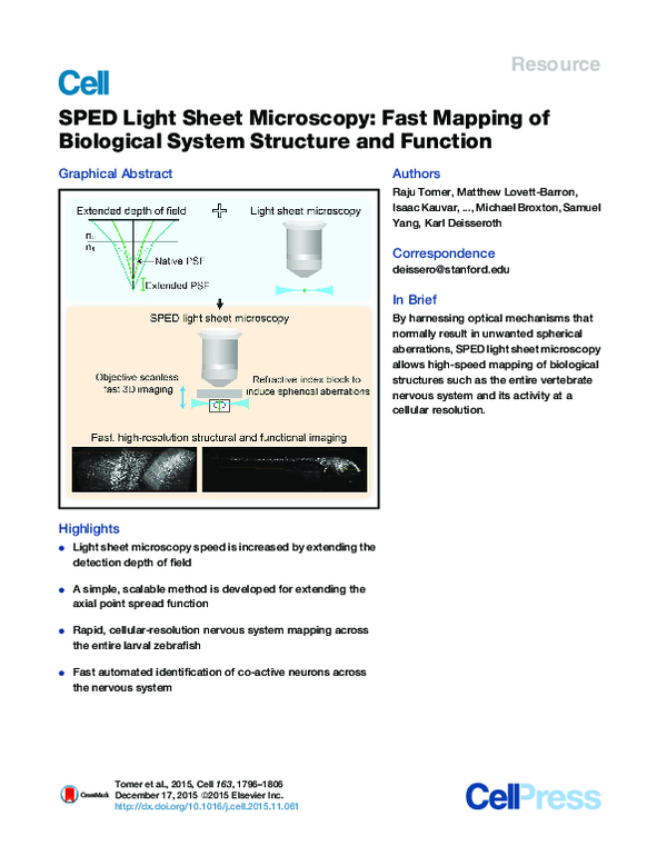 (PDF) SPED Light Sheet Microscopy: Fast Mapping of Biological System ...